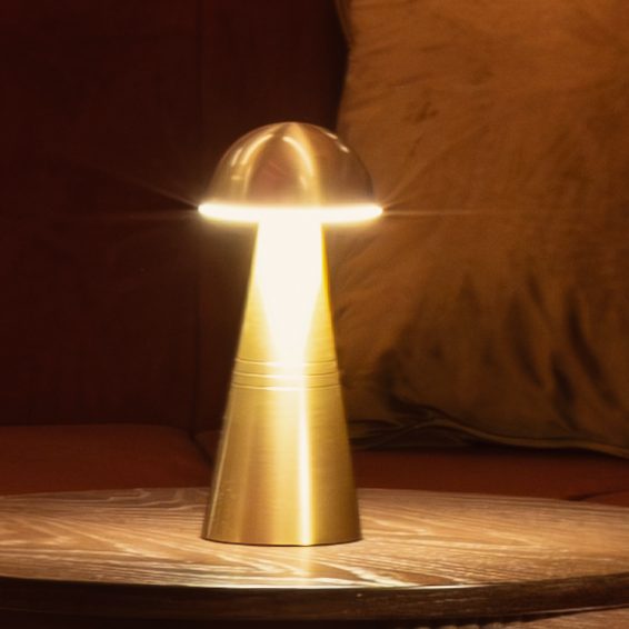 A bronze table lamp