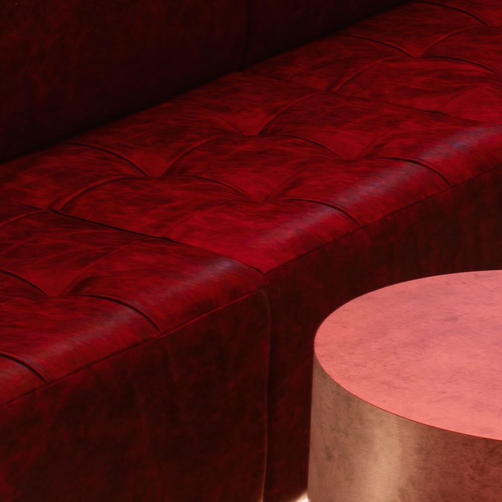 Tufted red leather
